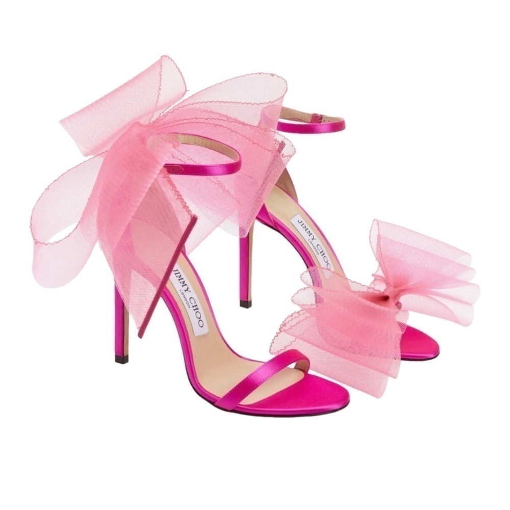 JIMMY CHOO Aveline Bow Ankle Strap Sandal - Fuchsia - Sz - 11 .US / 41 .EU
